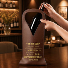 Load image into Gallery viewer, Personalized Leather Wine Bag Custom Gift for Son Father's Day
