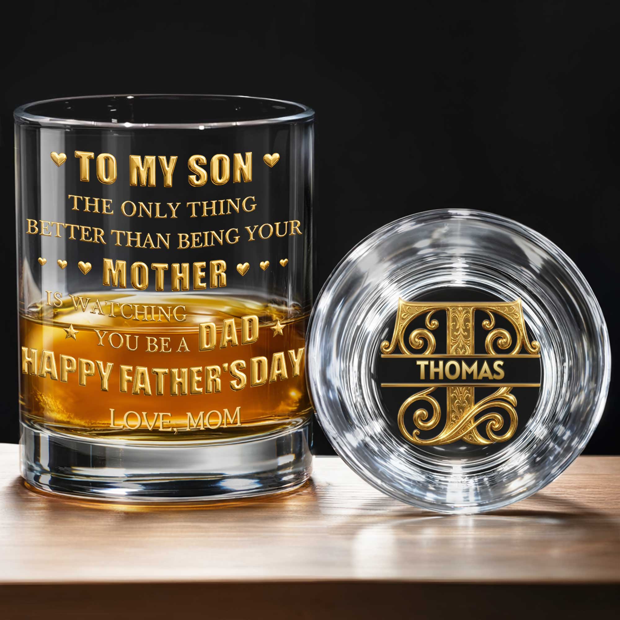 Personalized Whiskey Glass Custom Monogram Gift for Son