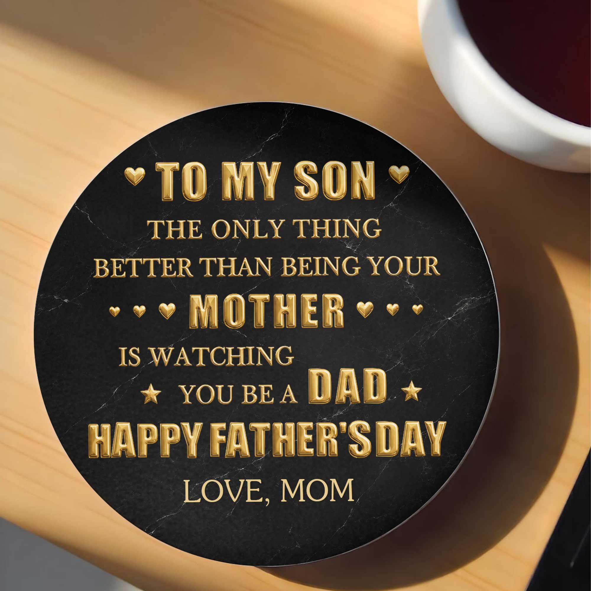 Personalized Ceramic Coaster Custom Message Gift for Dad