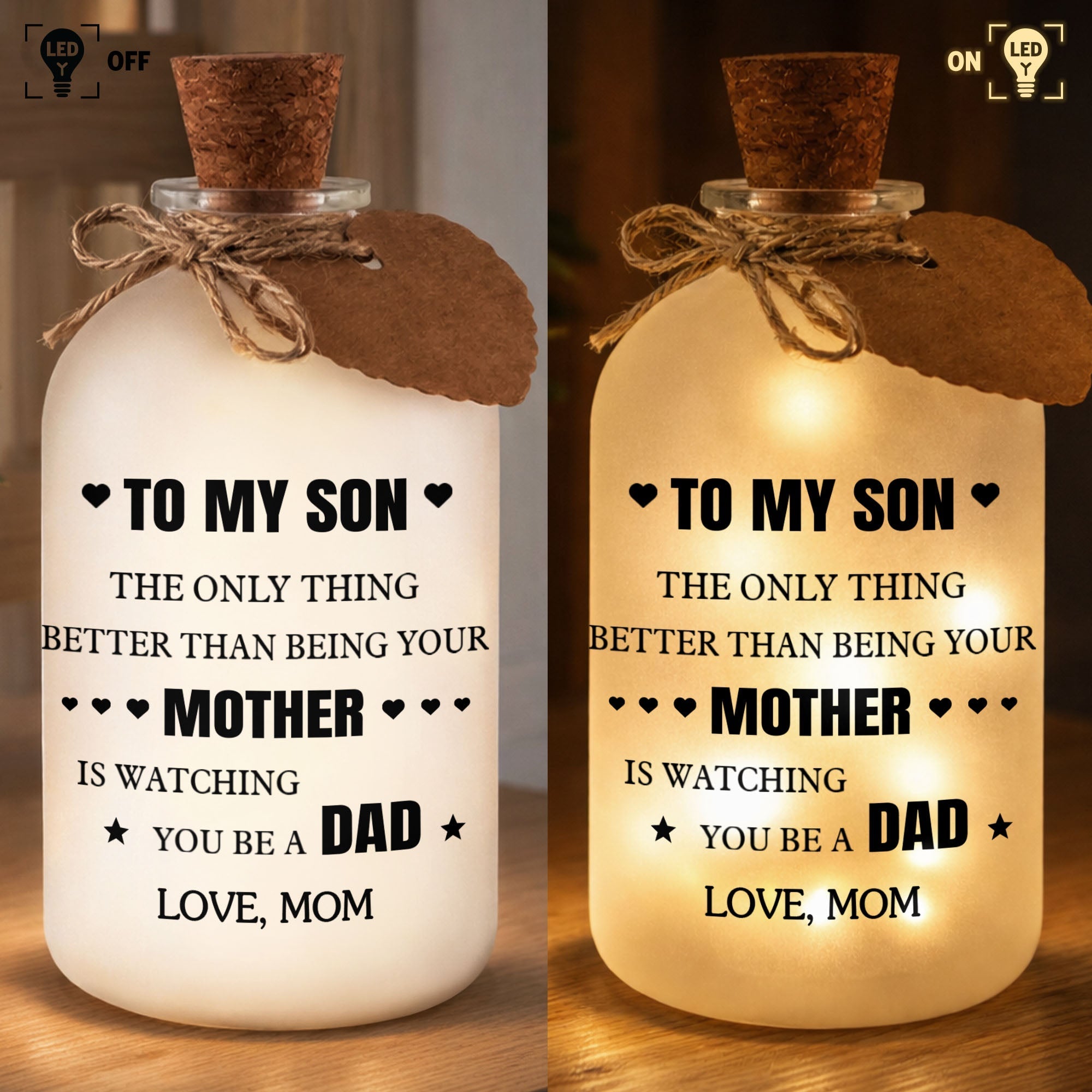 Personalized Short Bottle Light Custom Gift for Son