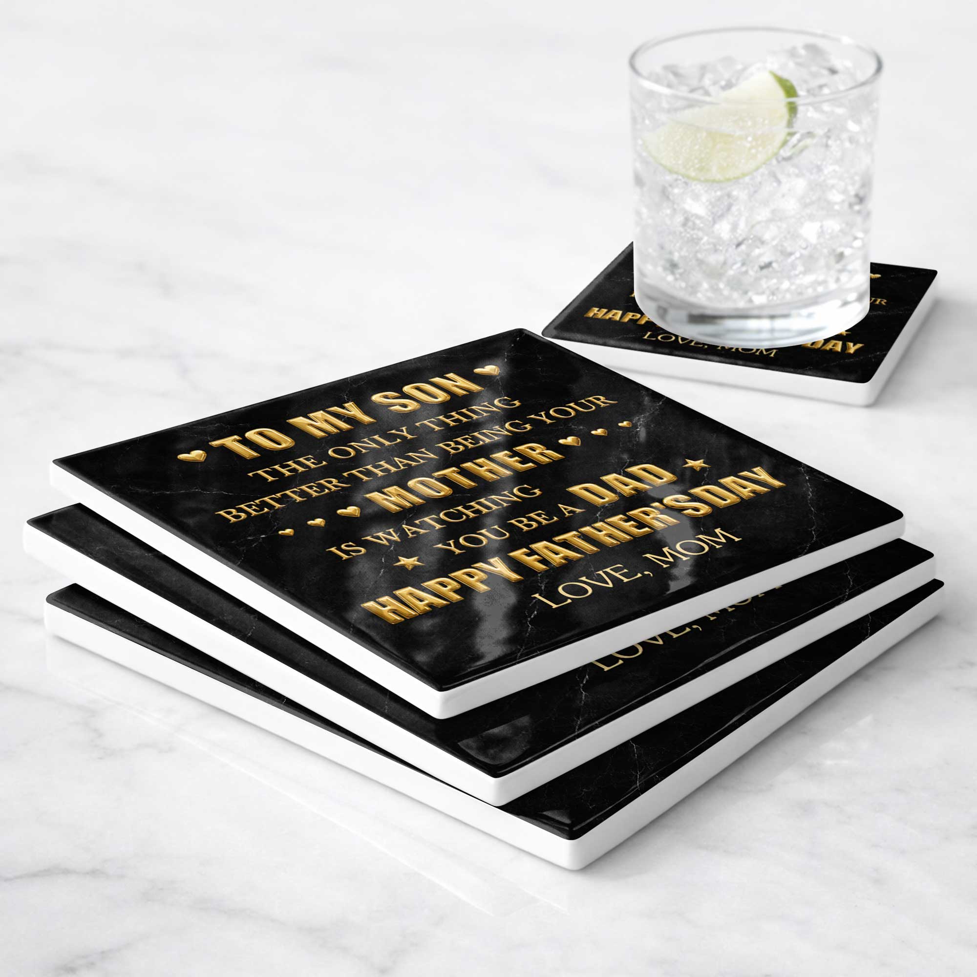 Personalized Ceramic Coaster Custom Message Gift for Son