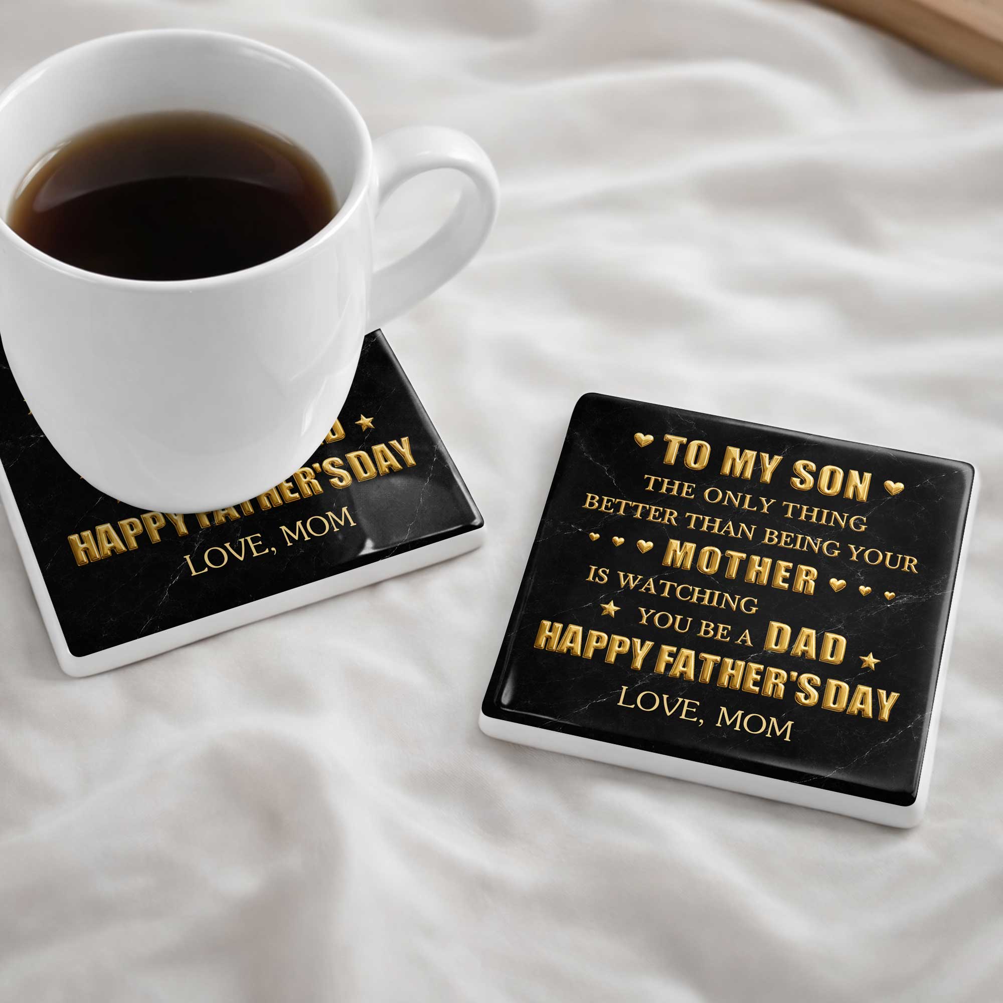Personalized Ceramic Coaster Custom Message Gift for Son