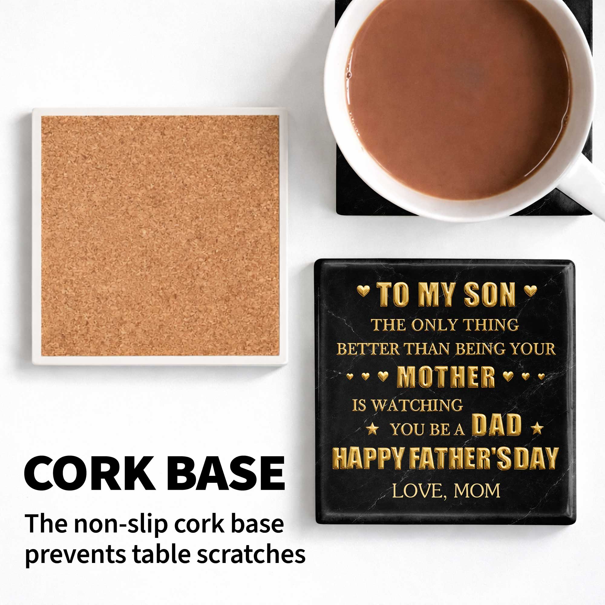 Personalized Ceramic Coaster Custom Message Gift for Son