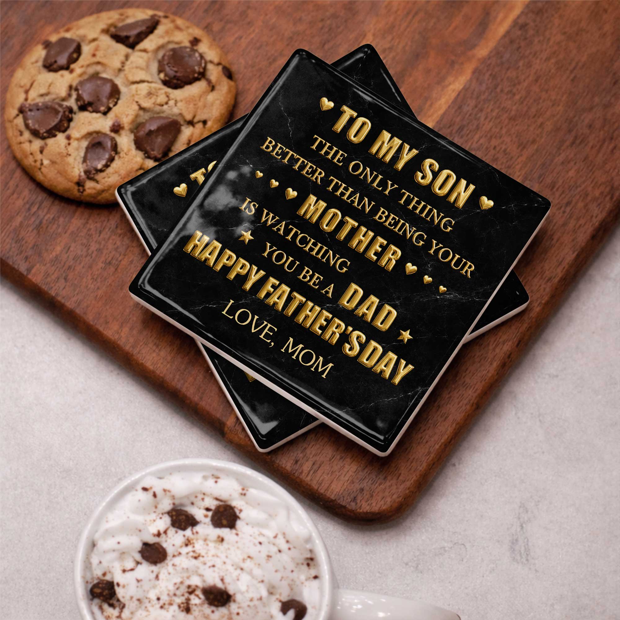 Personalized Ceramic Coaster Custom Message Gift for Son
