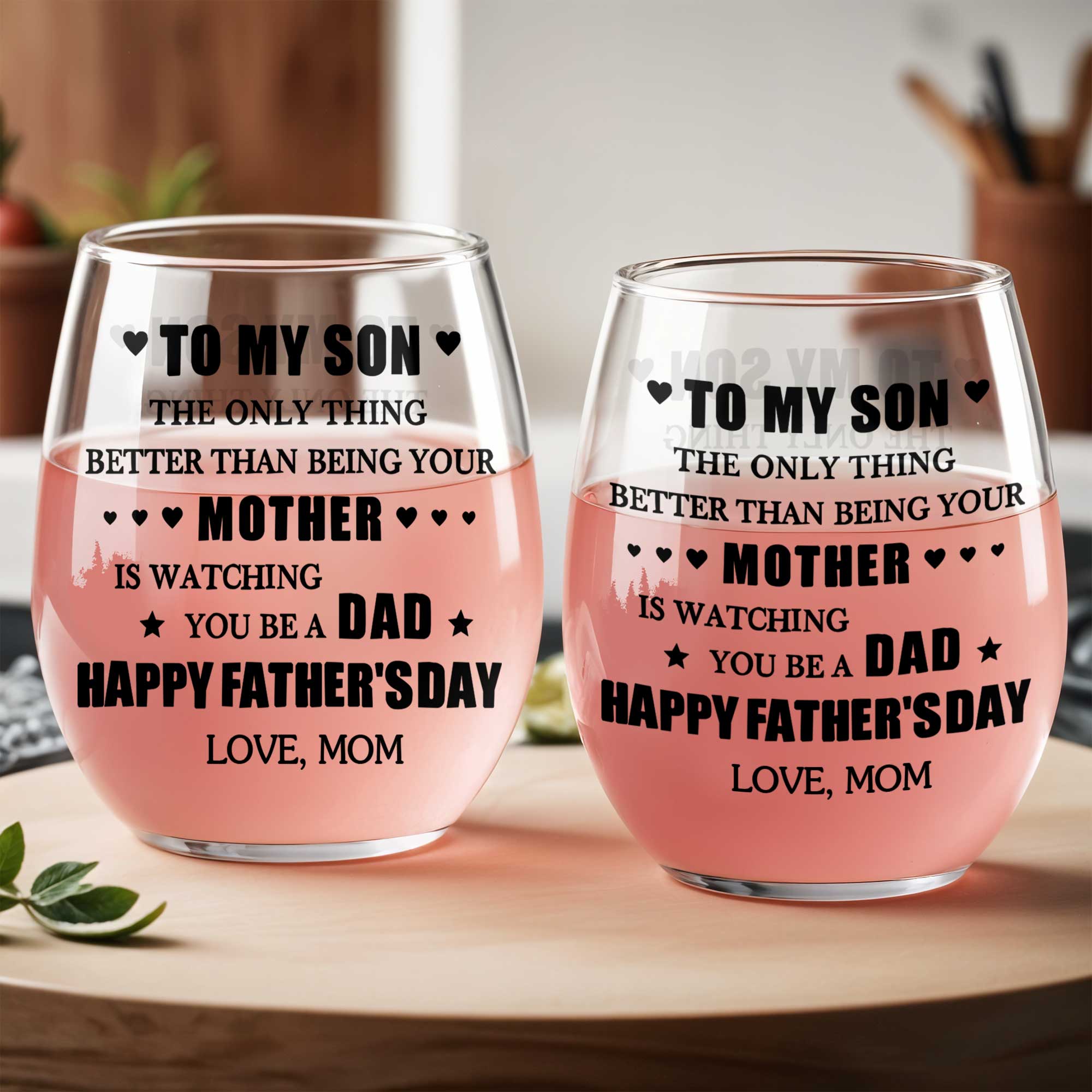 Personalized Stemless Wine Glass Custom Name Gift for Dad