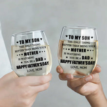 Load image into Gallery viewer, Personalized Stemless Wine Glass Custom Name Gift for Dad
