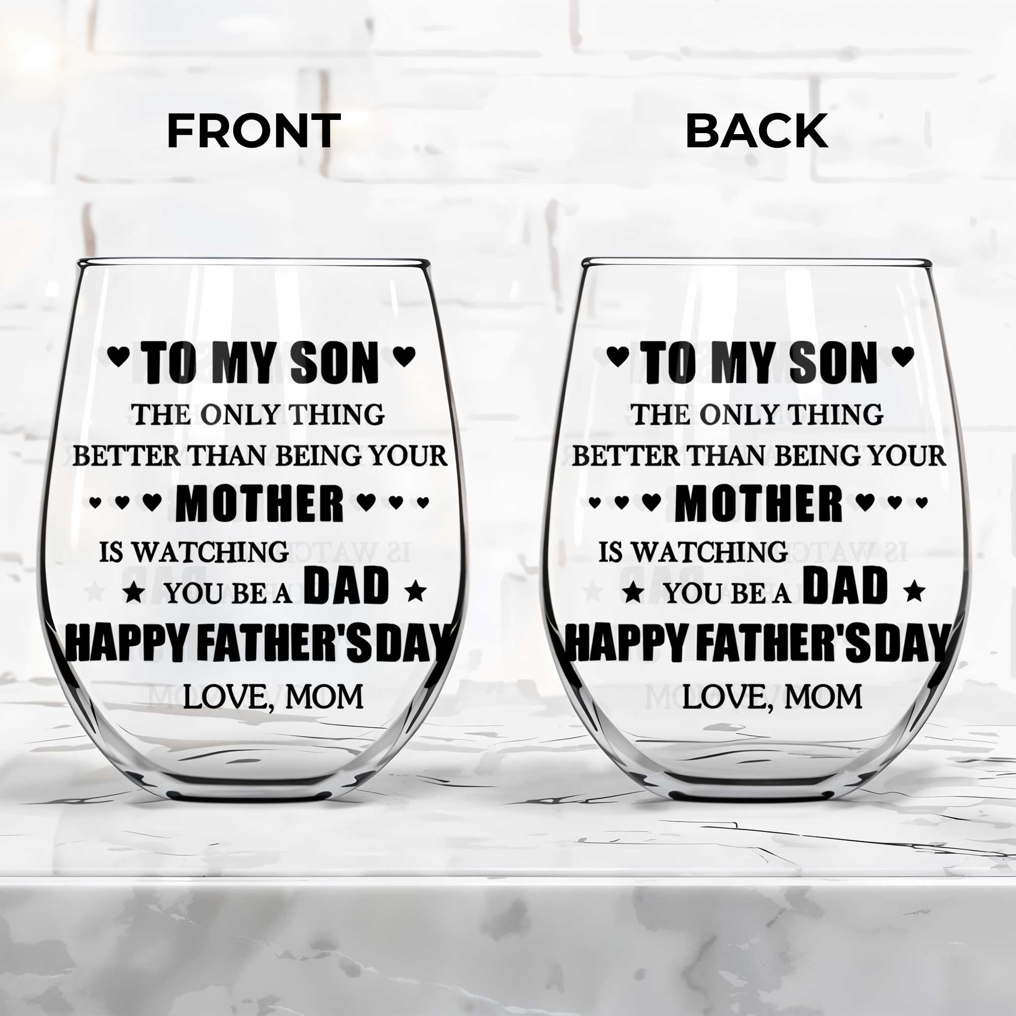 Personalized Stemless Wine Glass Custom Name Gift for Dad
