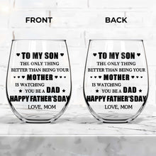 Load image into Gallery viewer, Personalized Stemless Wine Glass Custom Name Gift for Dad
