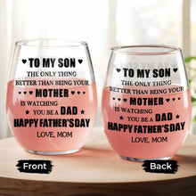 Load image into Gallery viewer, Personalized Stemless Wine Glass Custom Name Gift for Dad

