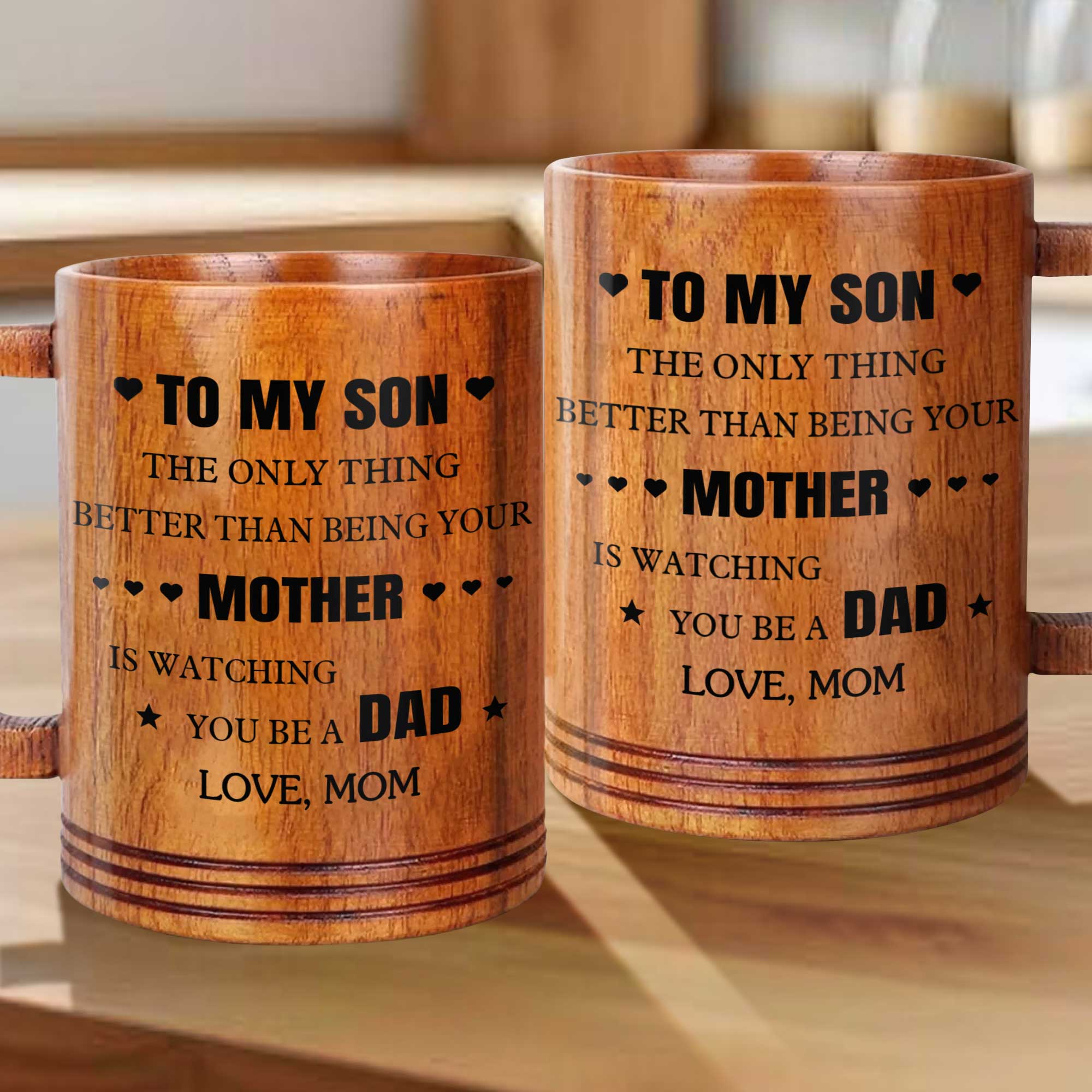 Personalized Wooden Mug for Son Custom Message Gift