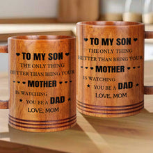 Load image into Gallery viewer, Personalized Wooden Mug for Son Custom Message Gift
