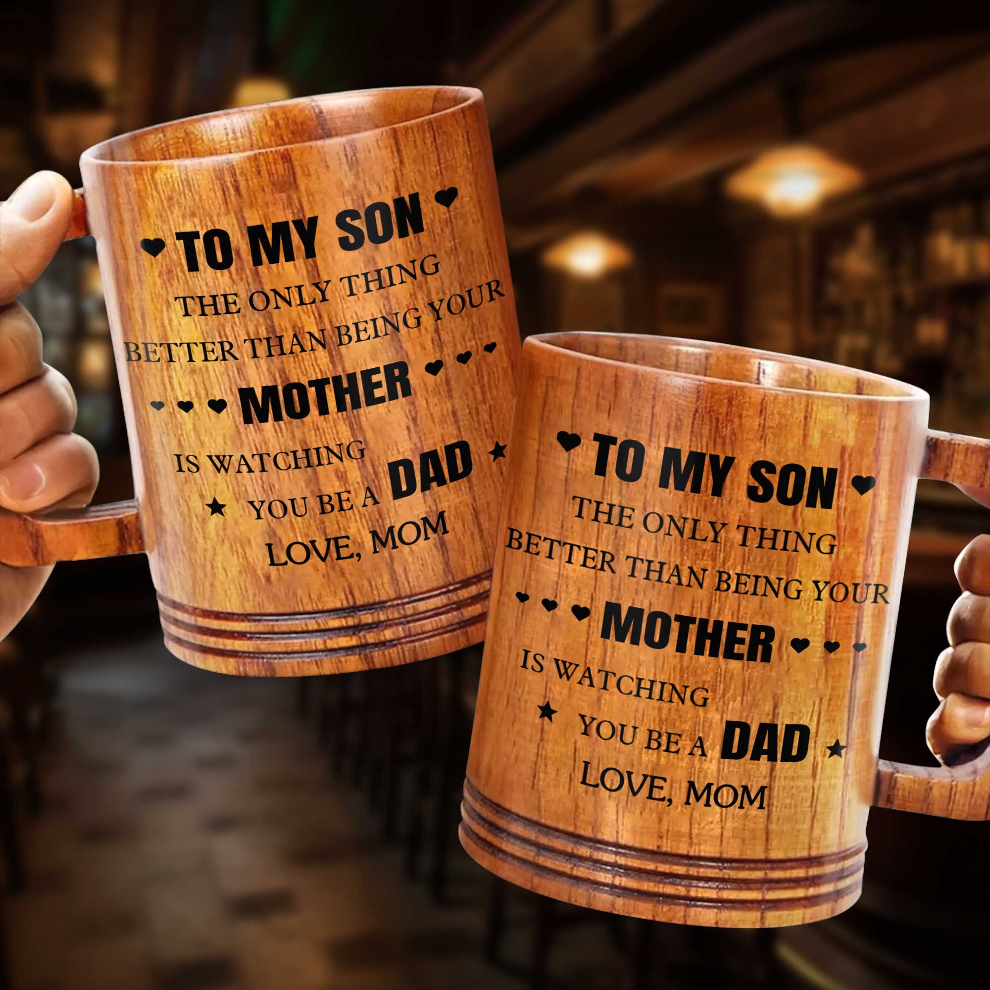 Personalized Wooden Mug for Son Custom Message Gift