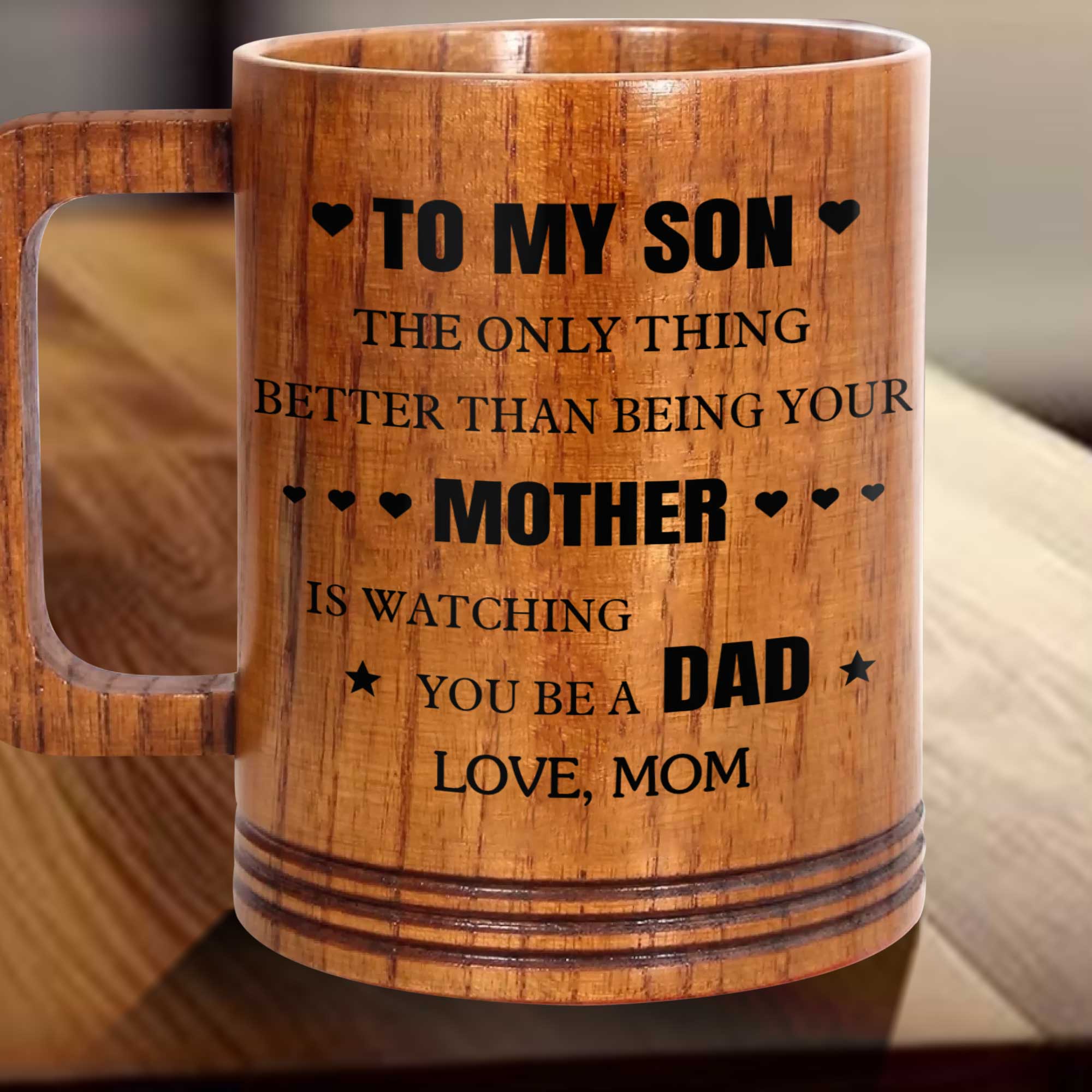 Personalized Wooden Mug for Son Custom Message Gift