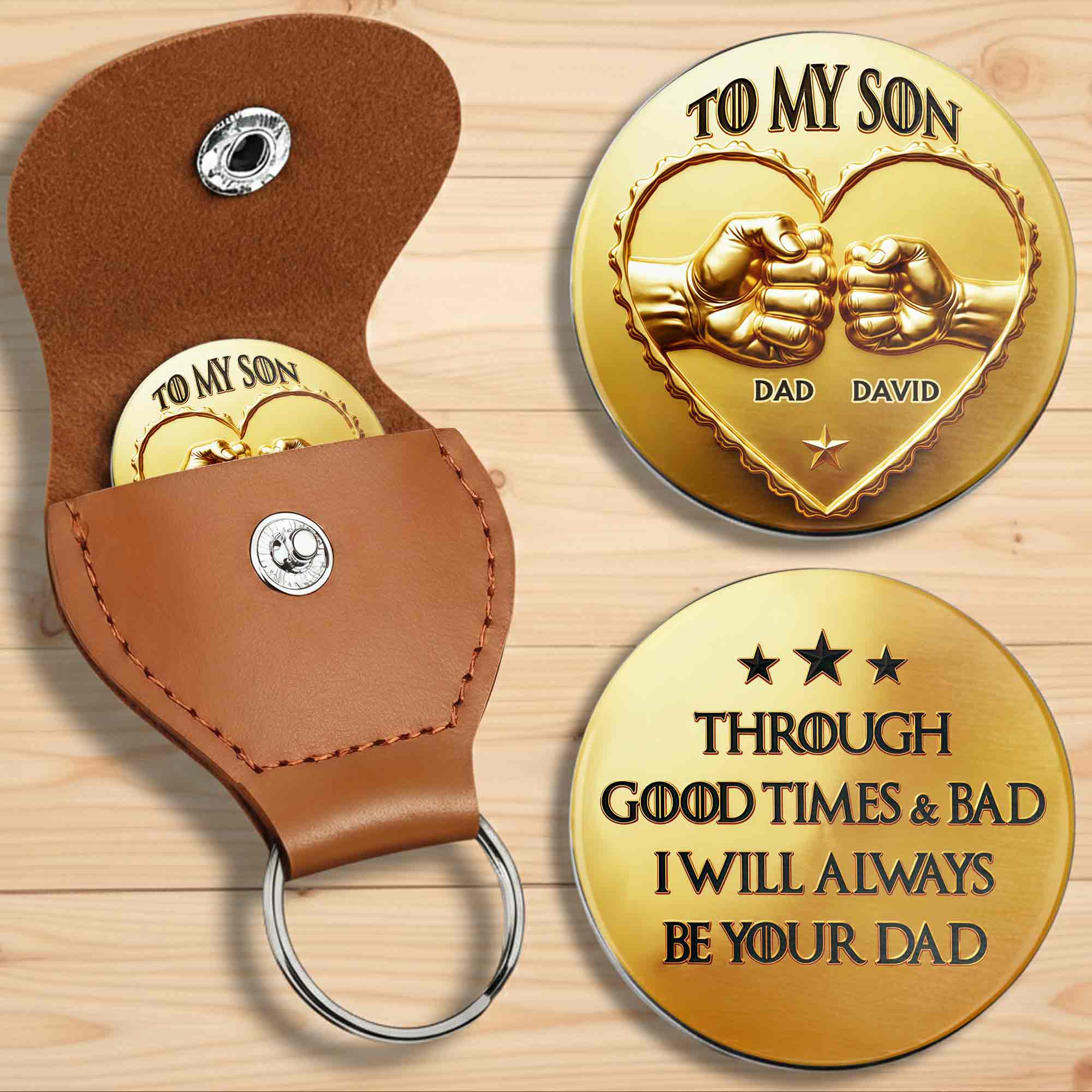 Personalized Custom Pocket Hug Gift for Daughter Fist Bump Heart Token