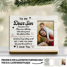 Load image into Gallery viewer, Personalized Custom Wood Plaque for Son with Hearts &amp; Butterflies
