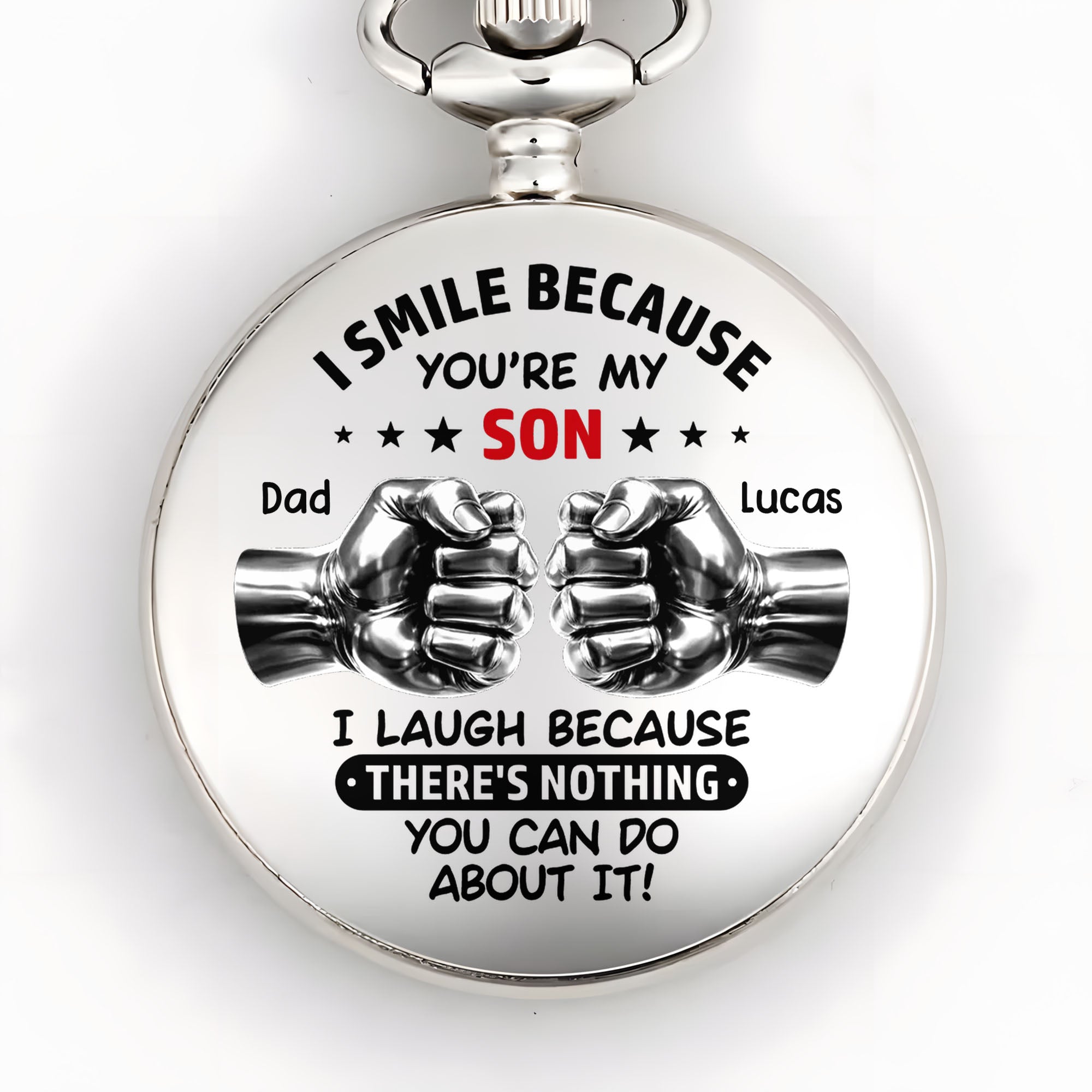 Personalized Silver-Plated Pocket Watch Custom Gift for Son