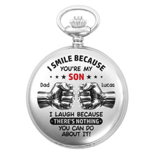 Load image into Gallery viewer, Personalized Silver-Plated Pocket Watch Custom Gift for Son
