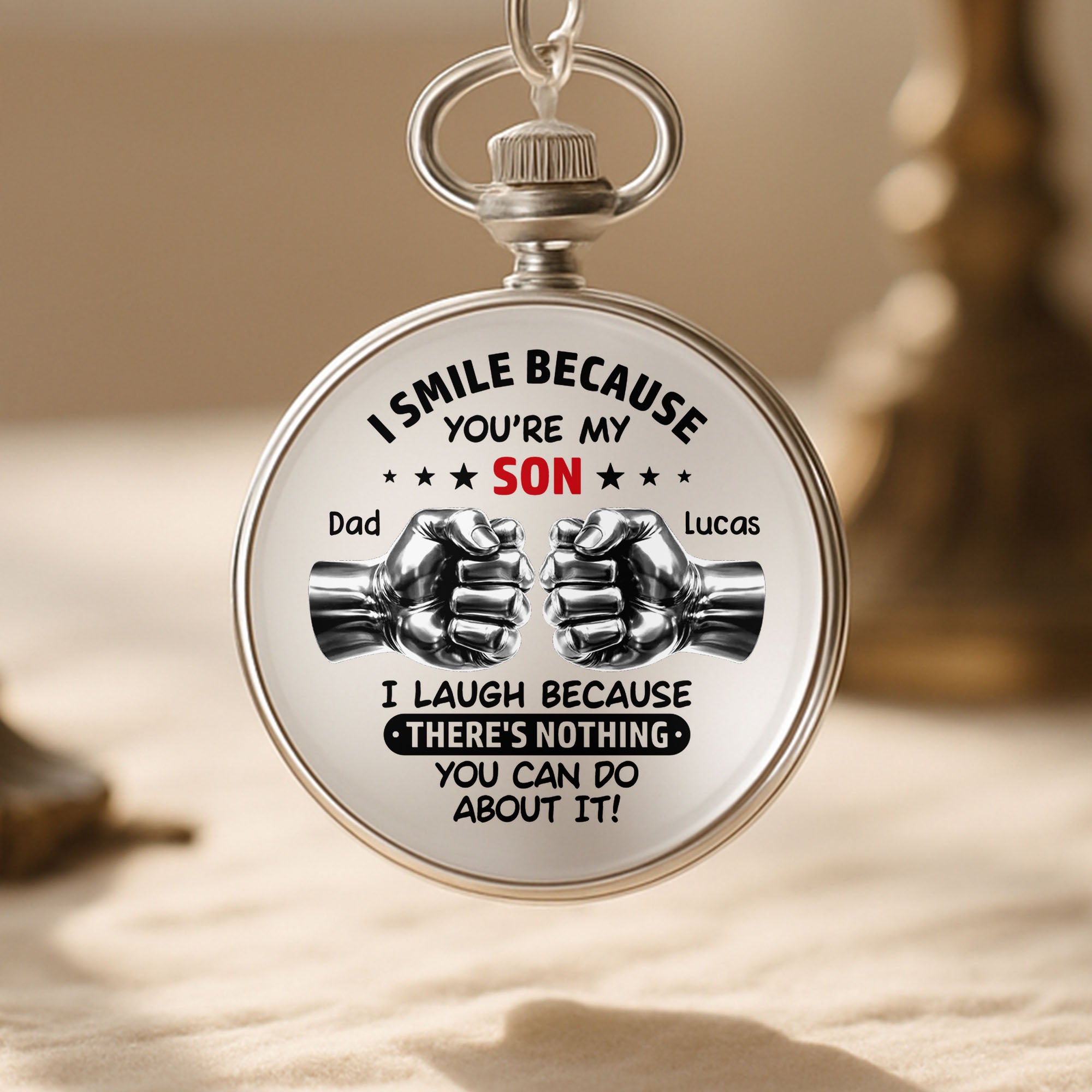 Personalized Silver-Plated Pocket Watch Custom Gift for Son