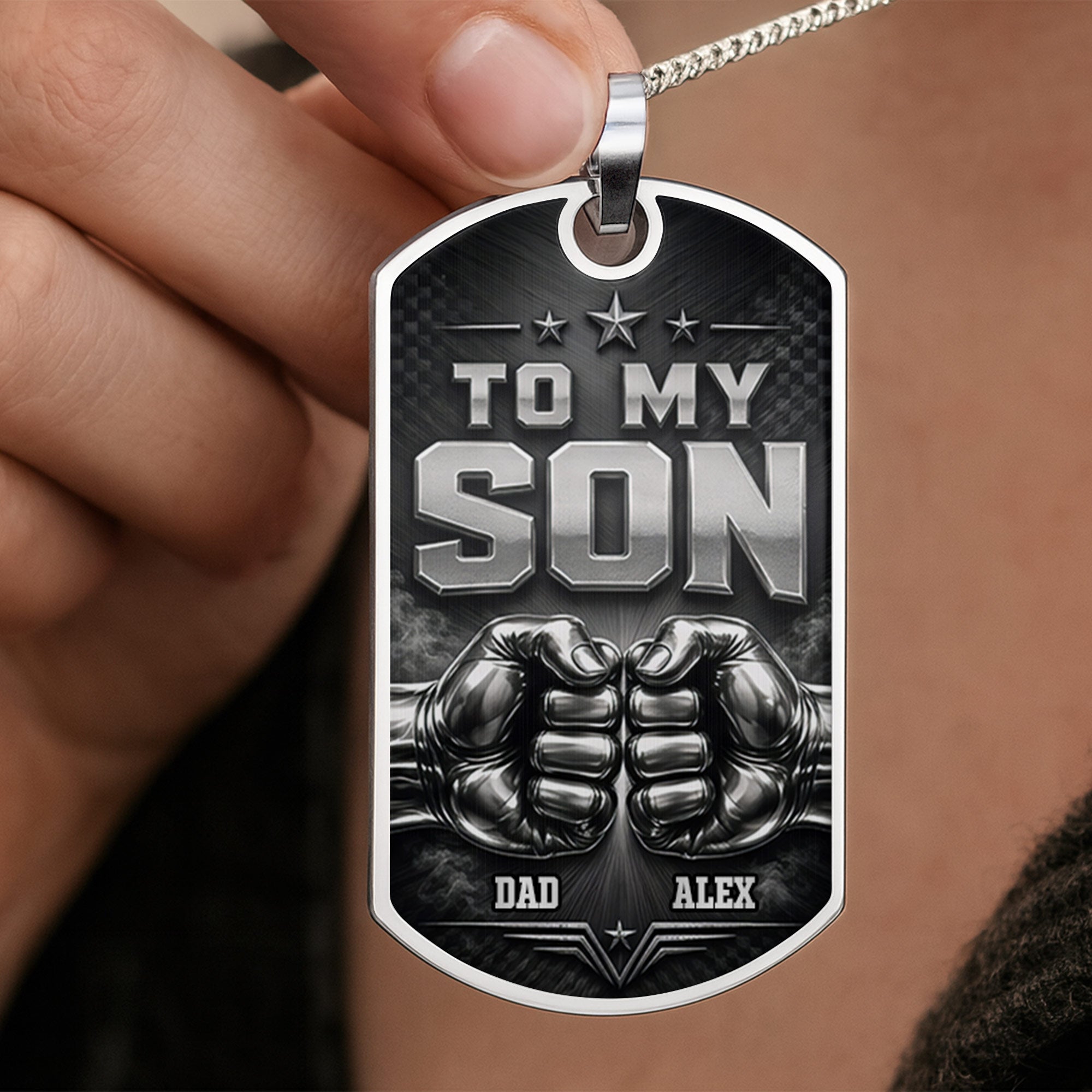 Personalized Dog Tag Necklace Custom Keepsake for Son