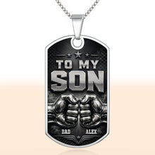 Load image into Gallery viewer, Personalized Dog Tag Necklace Custom Keepsake for Son
