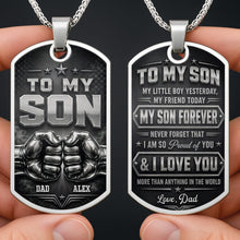 Load image into Gallery viewer, Personalized Dog Tag Necklace Custom Keepsake for Son
