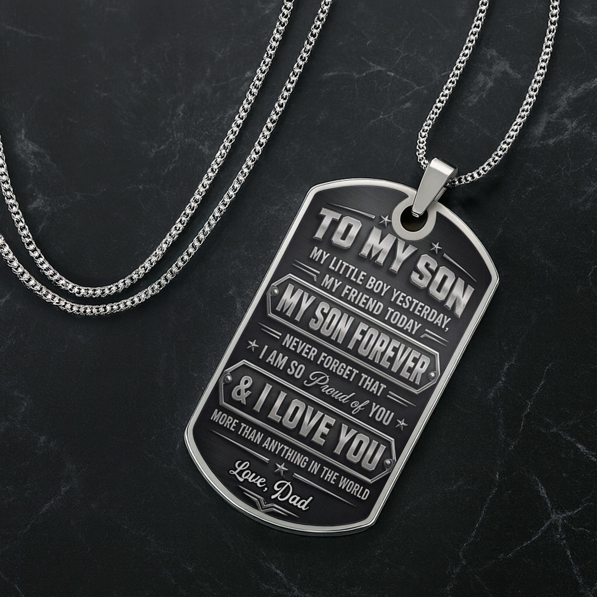 Personalized Dog Tag Necklace Custom Keepsake for Son