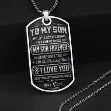 Load image into Gallery viewer, Personalized Dog Tag Necklace Custom Keepsake for Son
