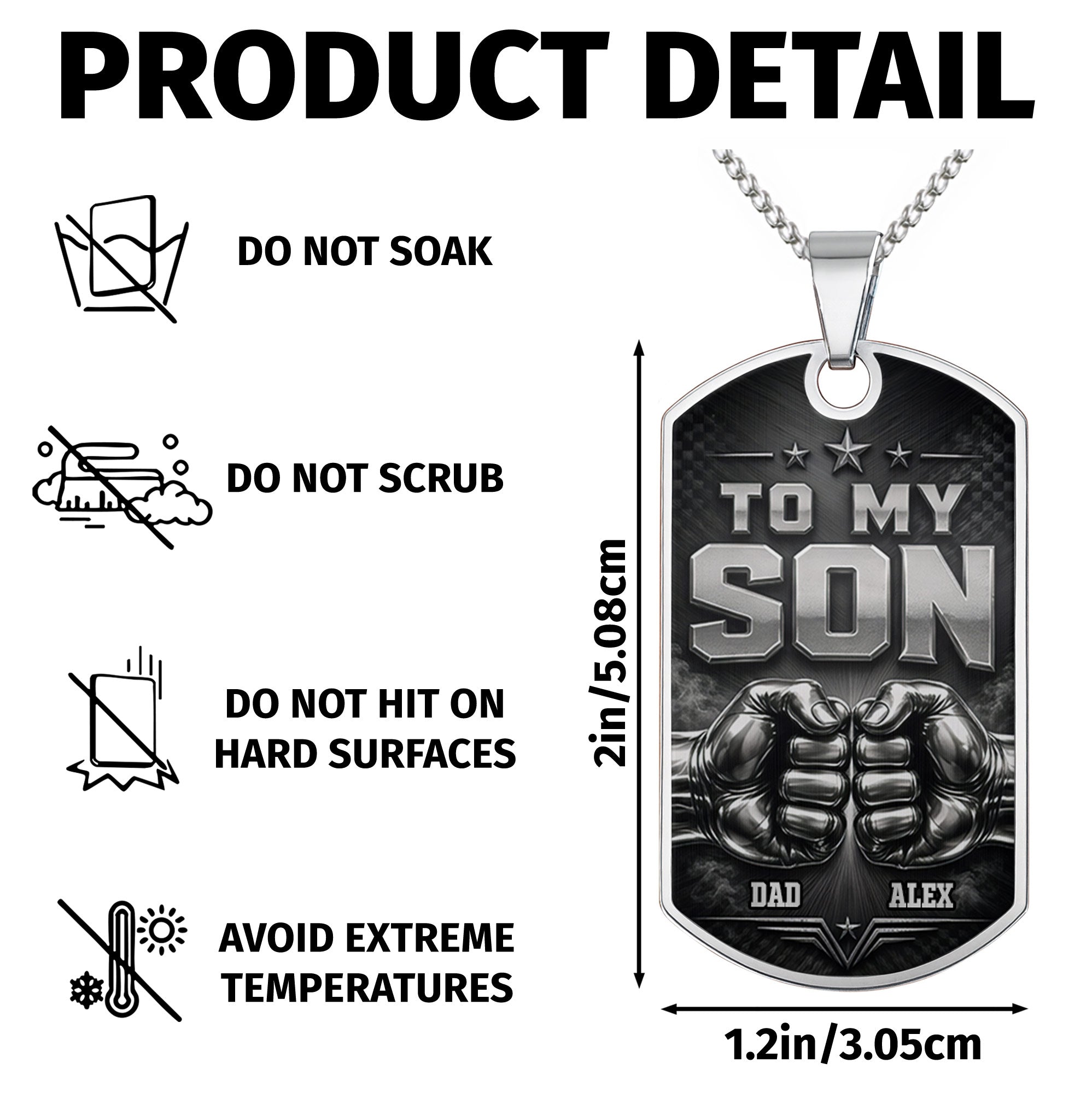 Personalized Dog Tag Necklace Custom Keepsake for Son
