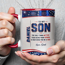 Load image into Gallery viewer, Personalized Accent Mug Custom Message for Son Gift
