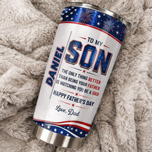 Load image into Gallery viewer, Personalized Patriotic Stars Tumbler Custom Gift for Son
