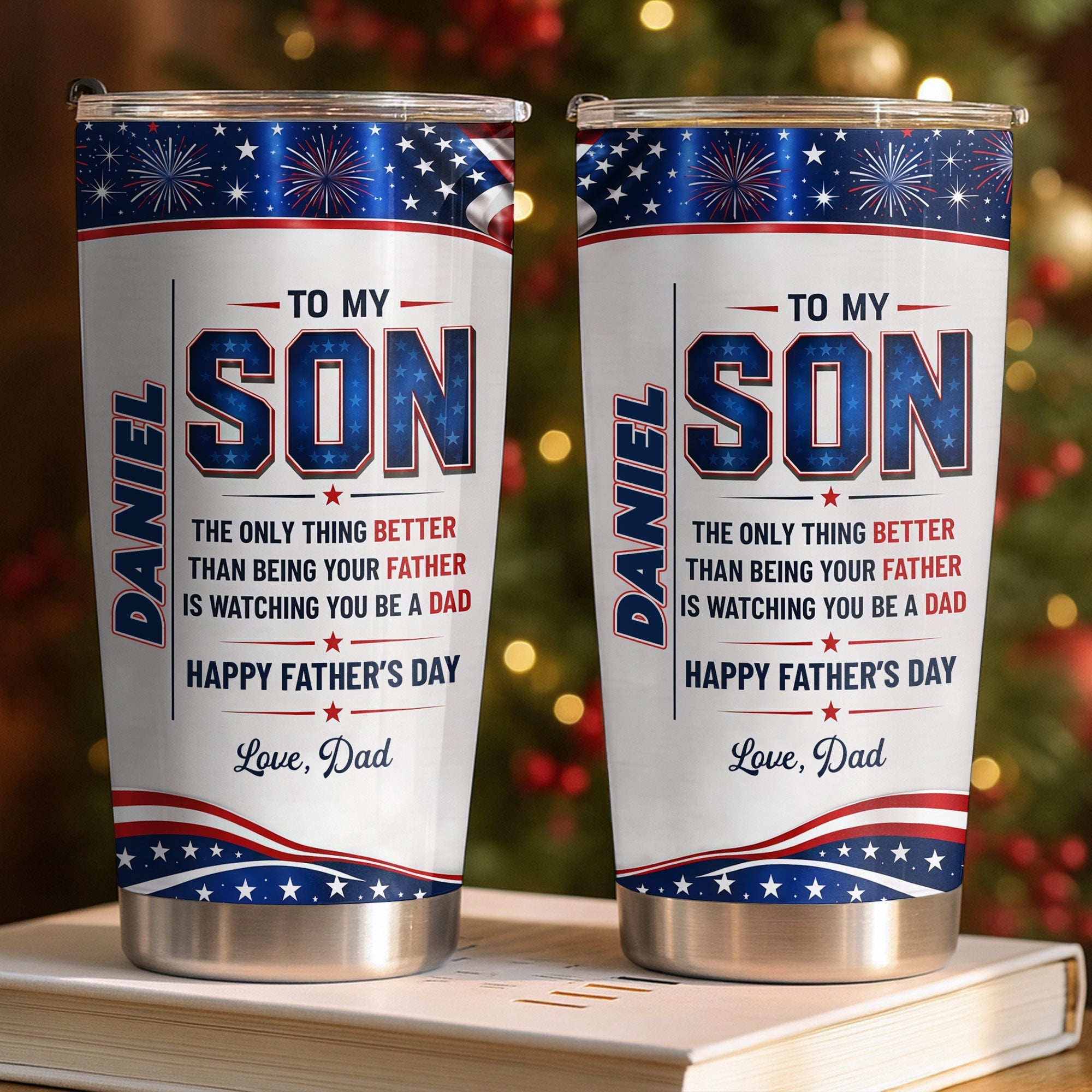 Personalized Patriotic Stars Tumbler Custom Gift for Son