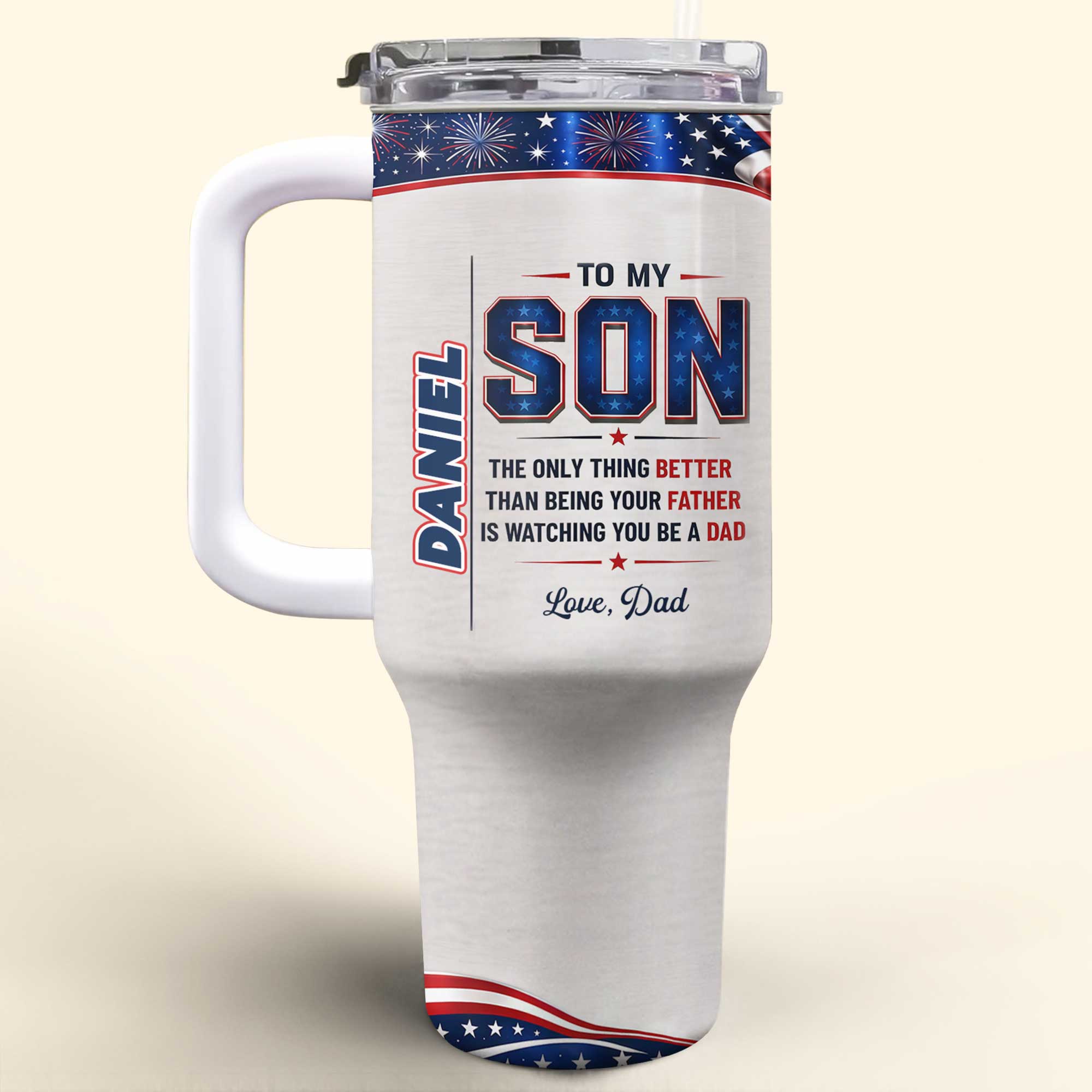 Personalized 40oz Tumbler Custom Name Patriotic Gift for Son