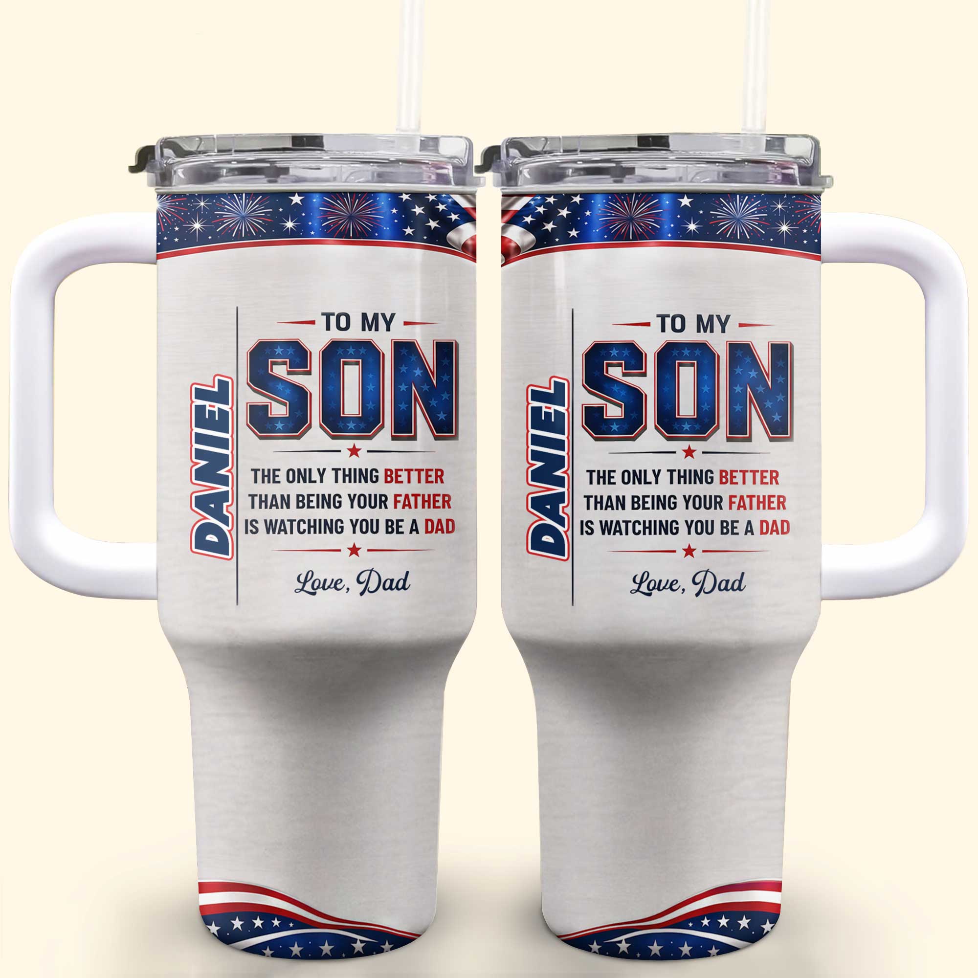 Personalized 40oz Tumbler Custom Name Patriotic Gift for Son
