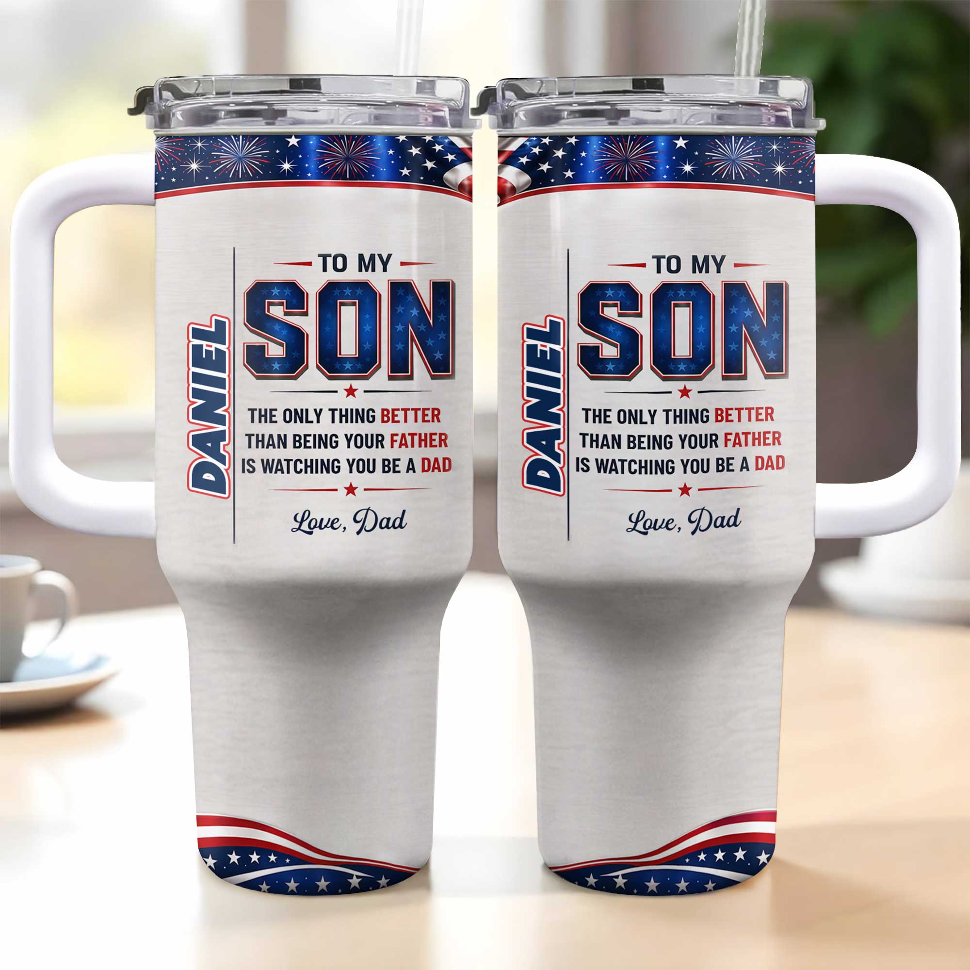 Personalized 40oz Tumbler Custom Name Patriotic Gift for Son