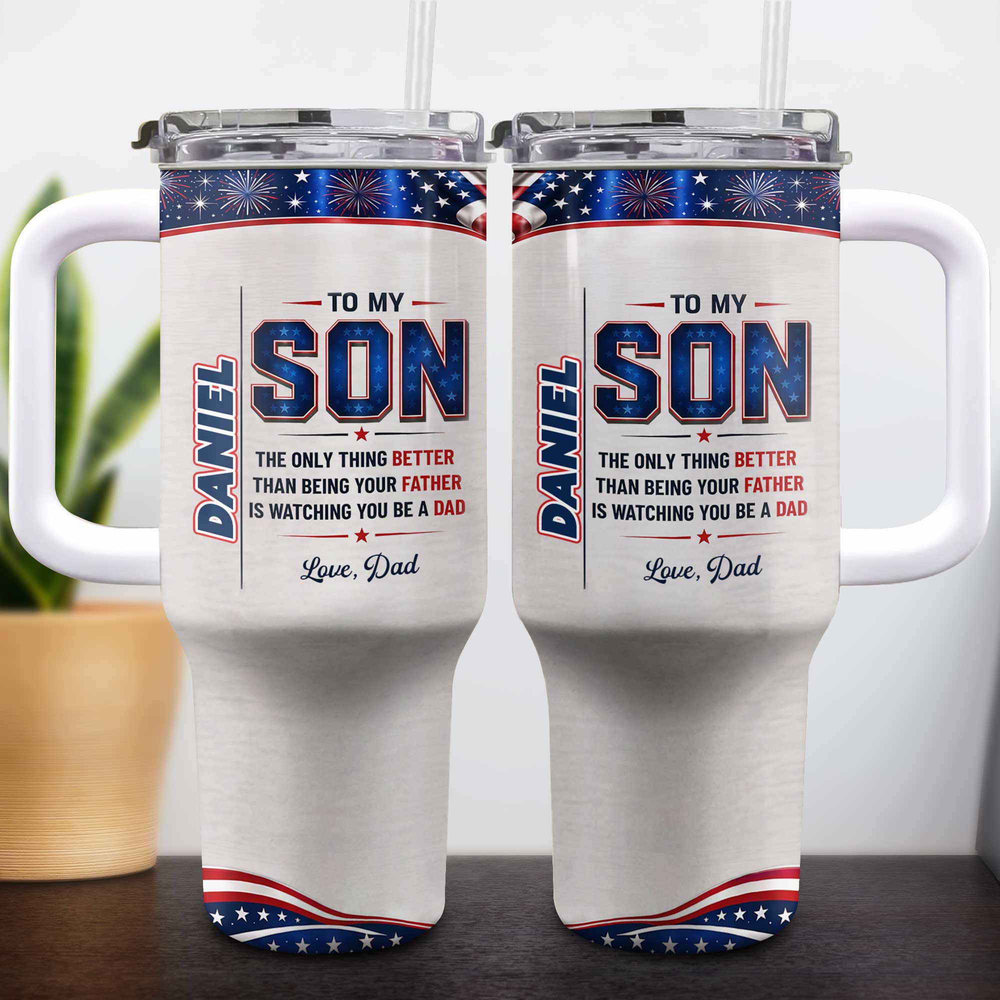 Personalized 40oz Tumbler Custom Name Patriotic Gift for Son