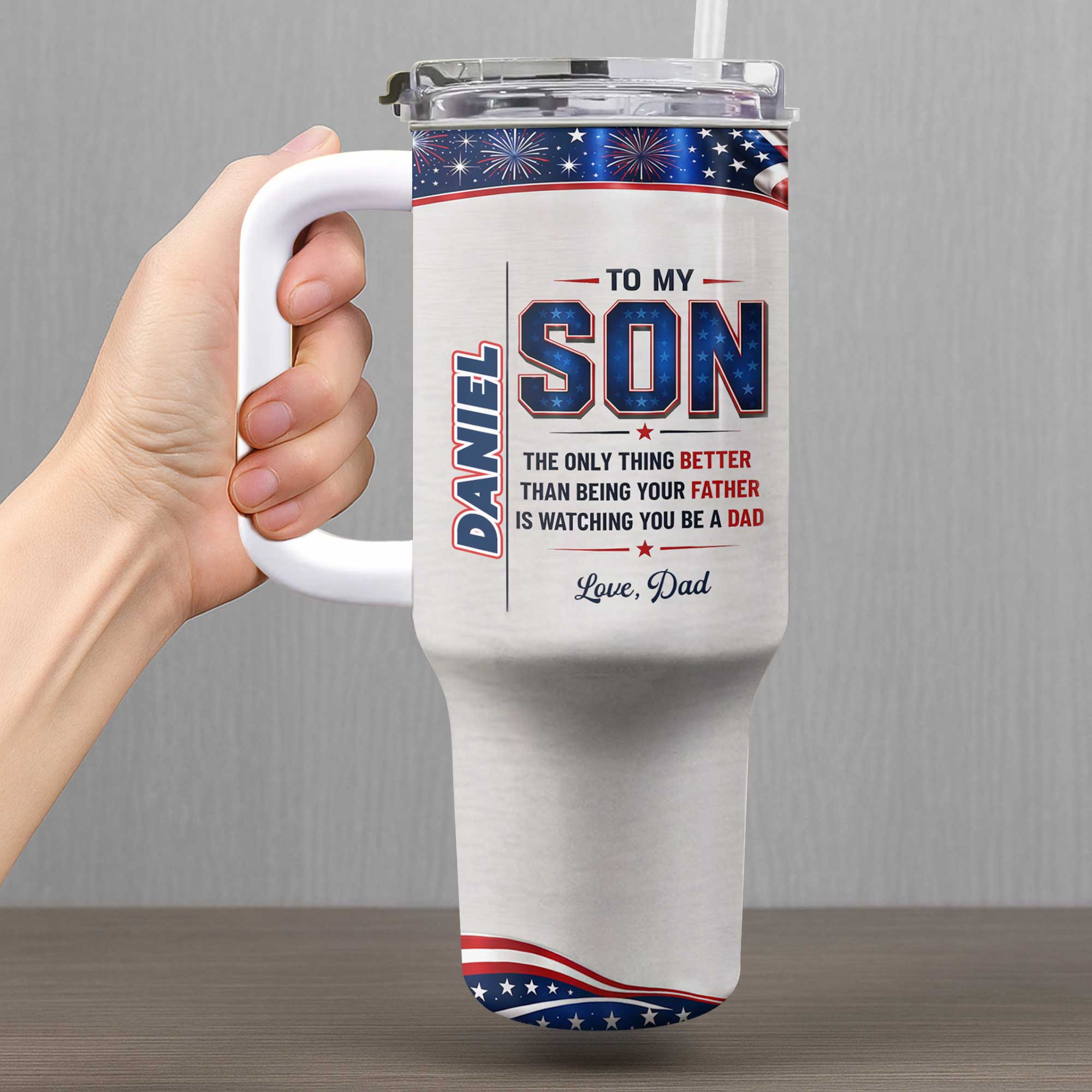 Personalized 40oz Tumbler Custom Name Patriotic Gift for Son