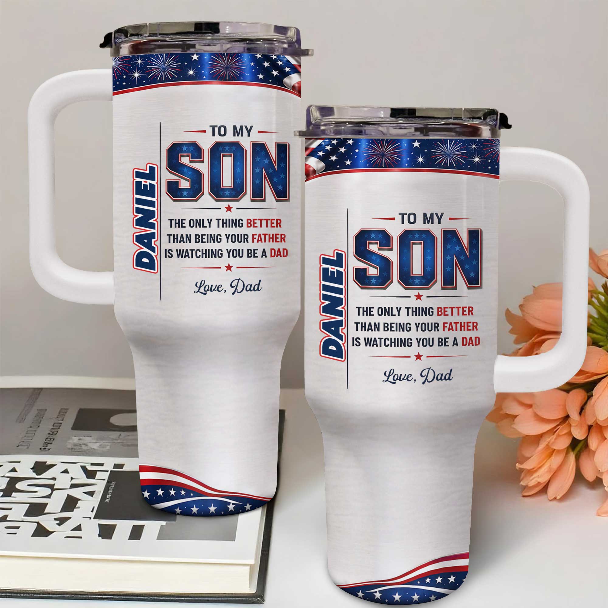 Personalized 40oz Tumbler Custom Name Patriotic Gift for Son