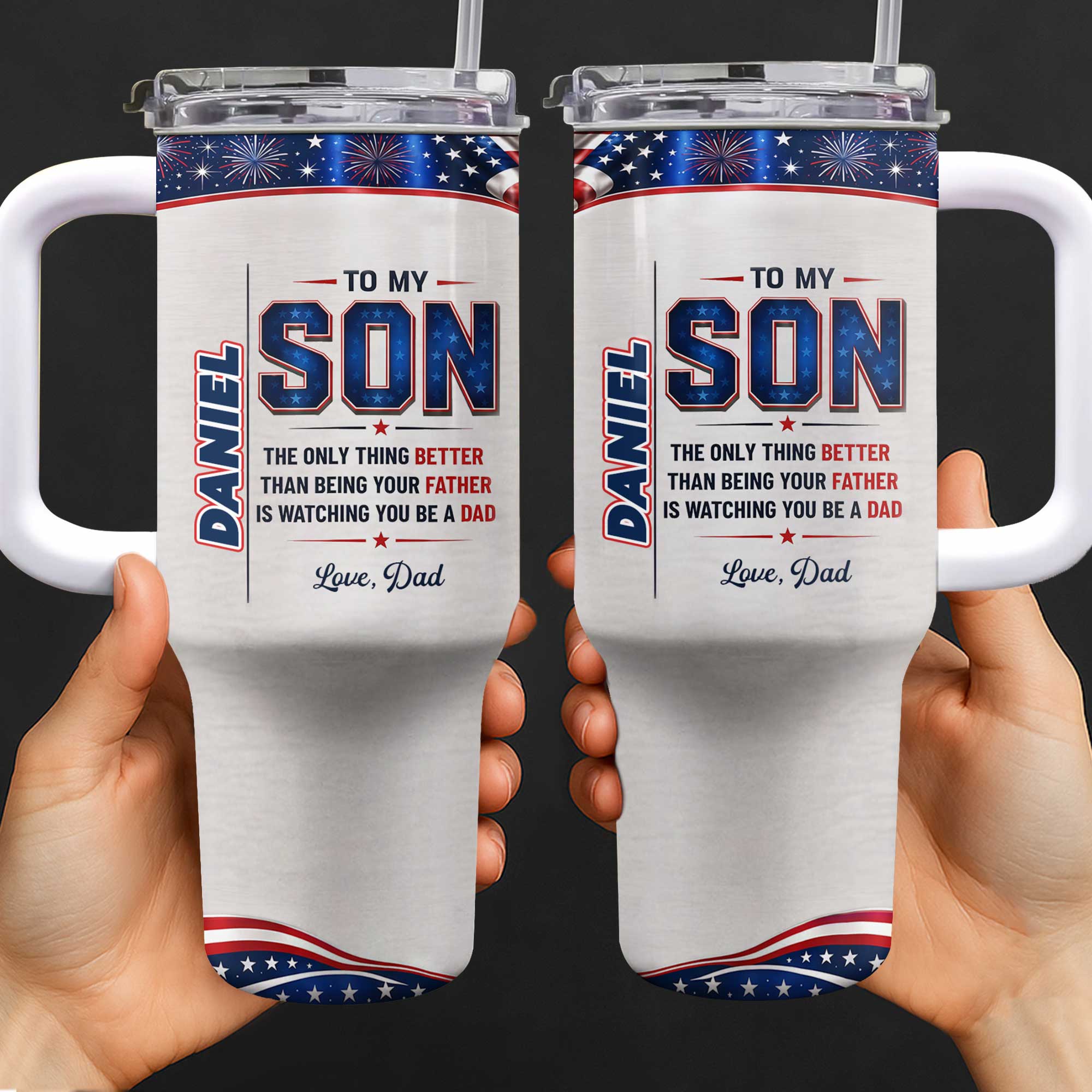 Personalized 40oz Tumbler Custom Name Patriotic Gift for Son