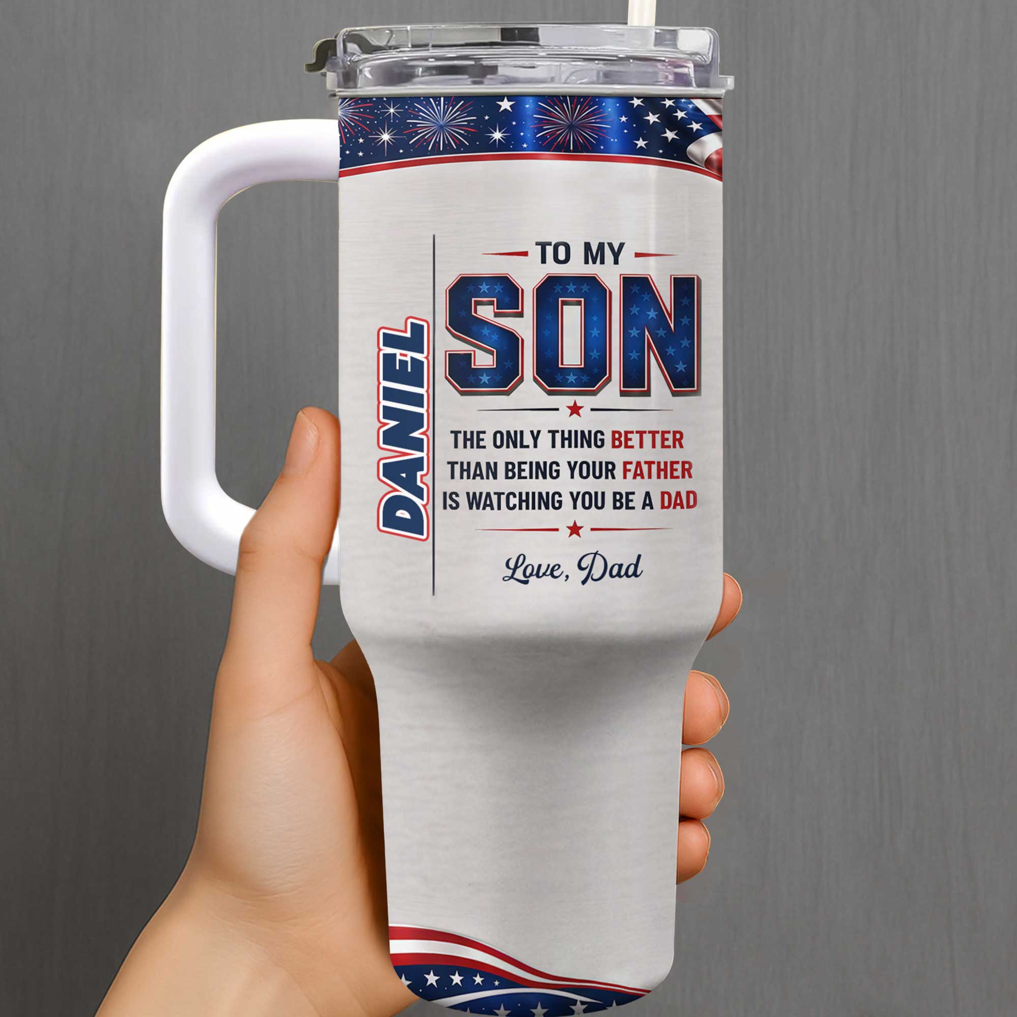 Personalized 40oz Tumbler Custom Name Patriotic Gift for Son