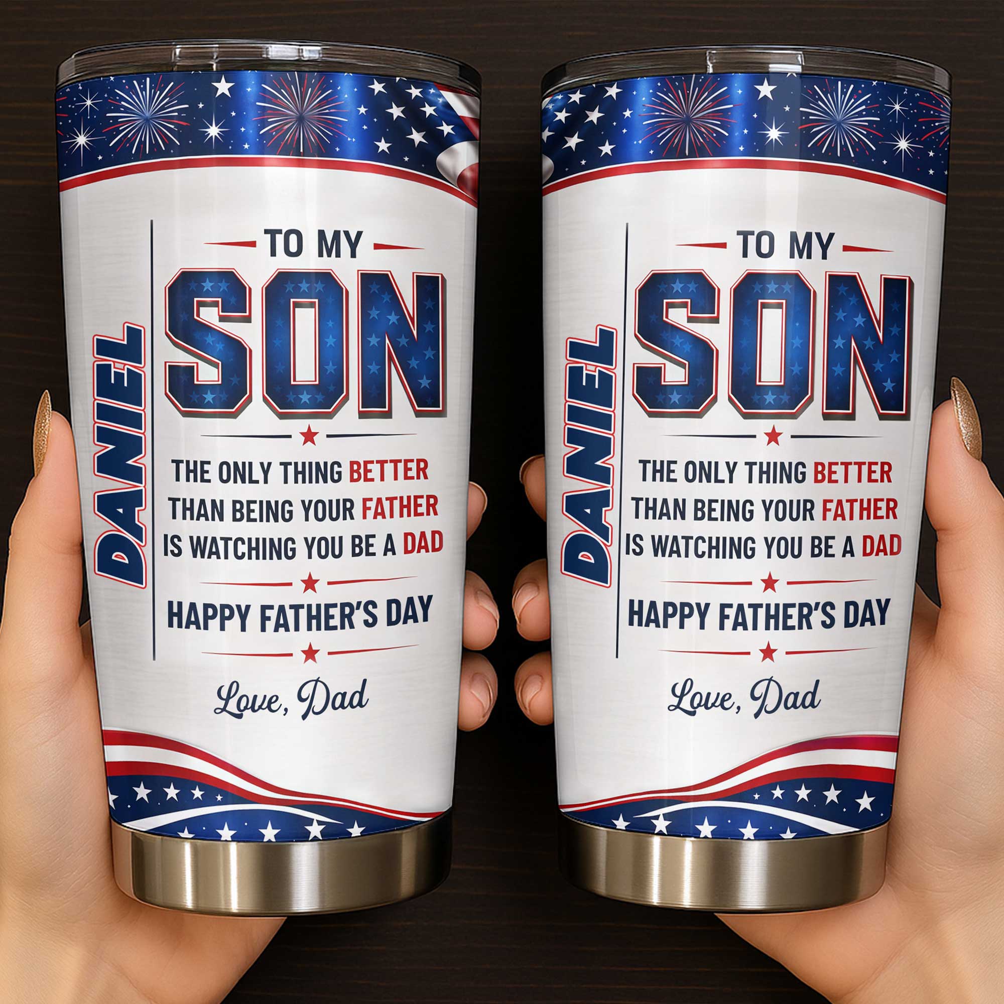 Personalized 20oz Stainless Steel Tumbler Custom Gift for Dad
