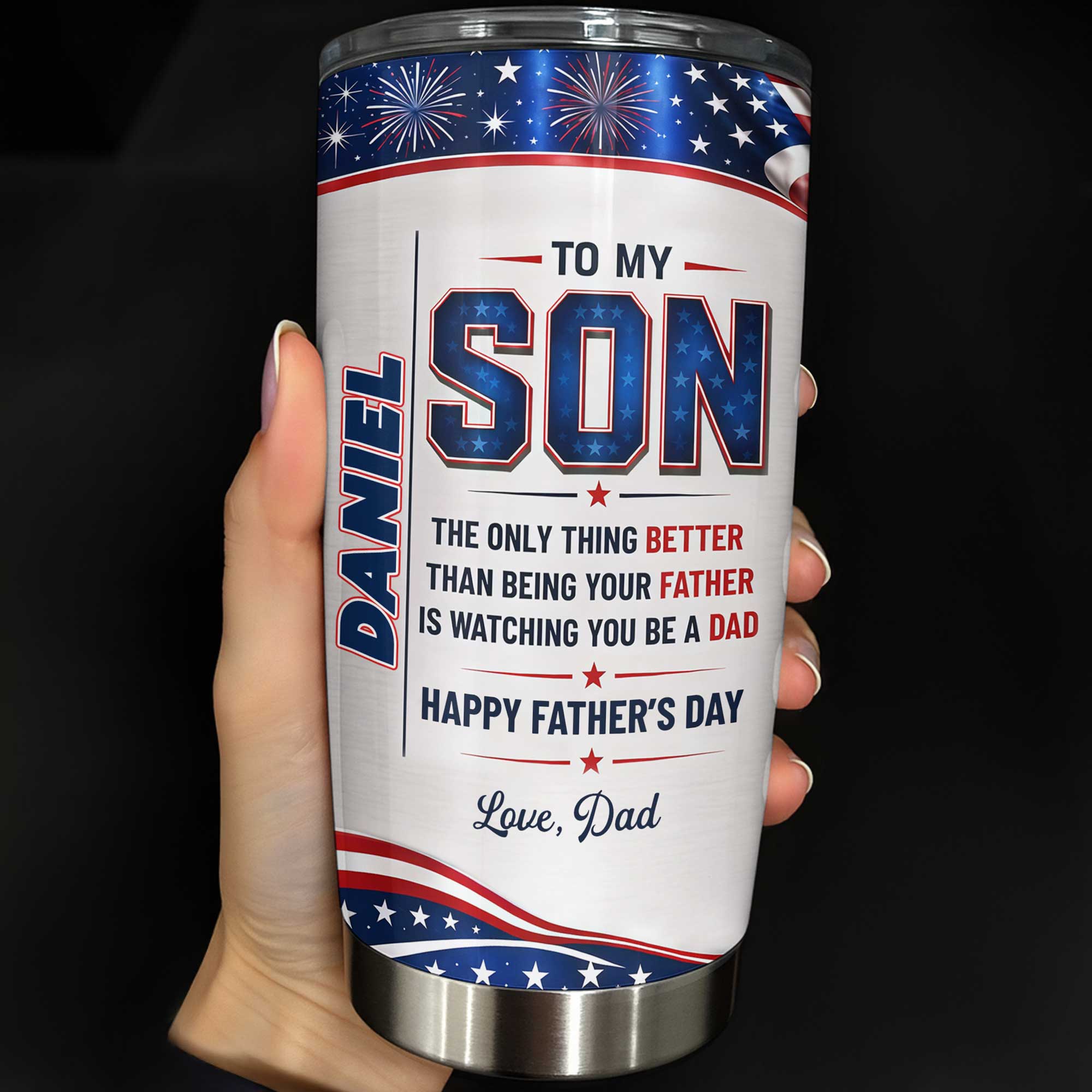 Personalized 20oz Stainless Steel Tumbler Custom Gift for Dad