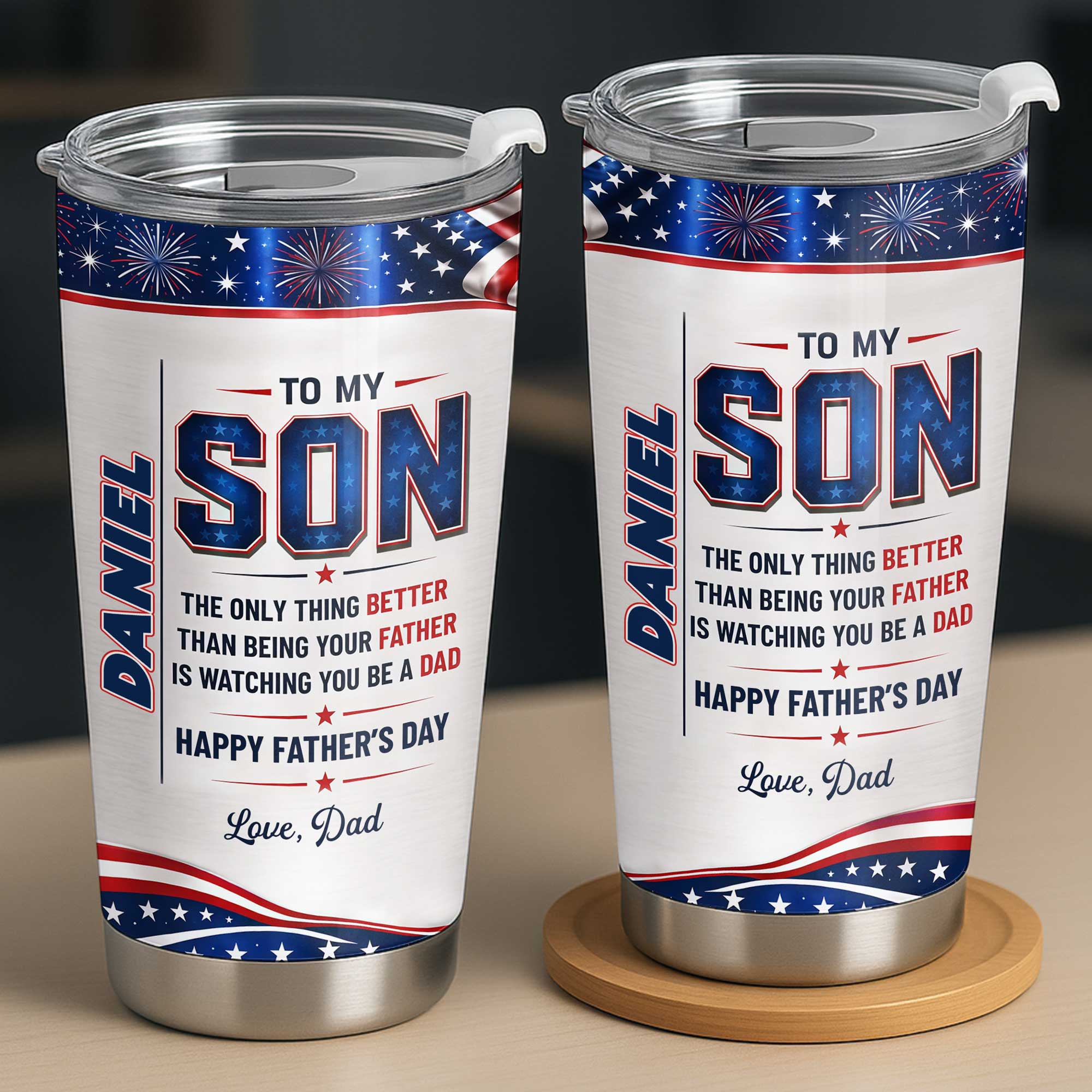 Personalized 20oz Stainless Steel Tumbler Custom Gift for Dad