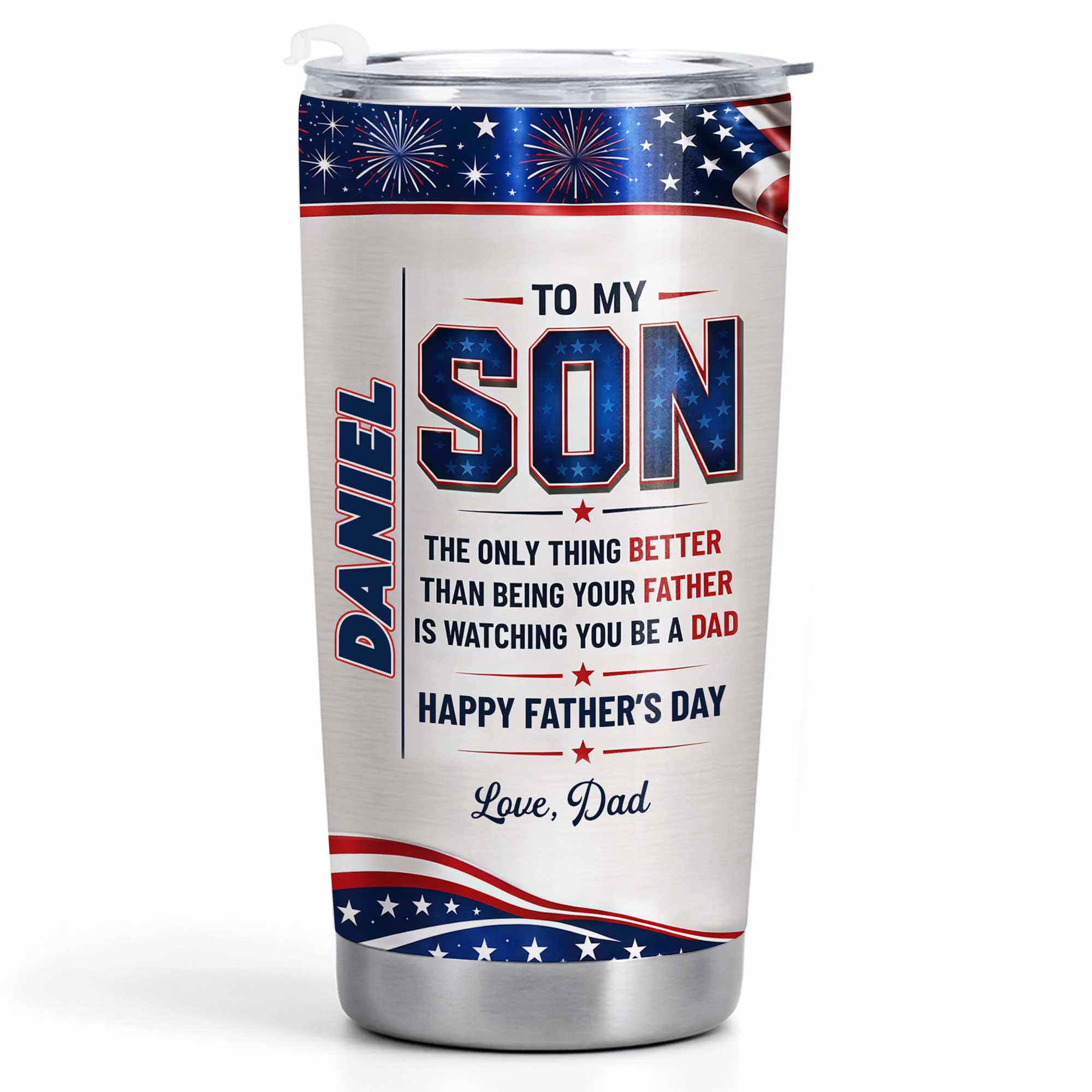 Personalized 20oz Stainless Steel Tumbler Custom Gift for Dad
