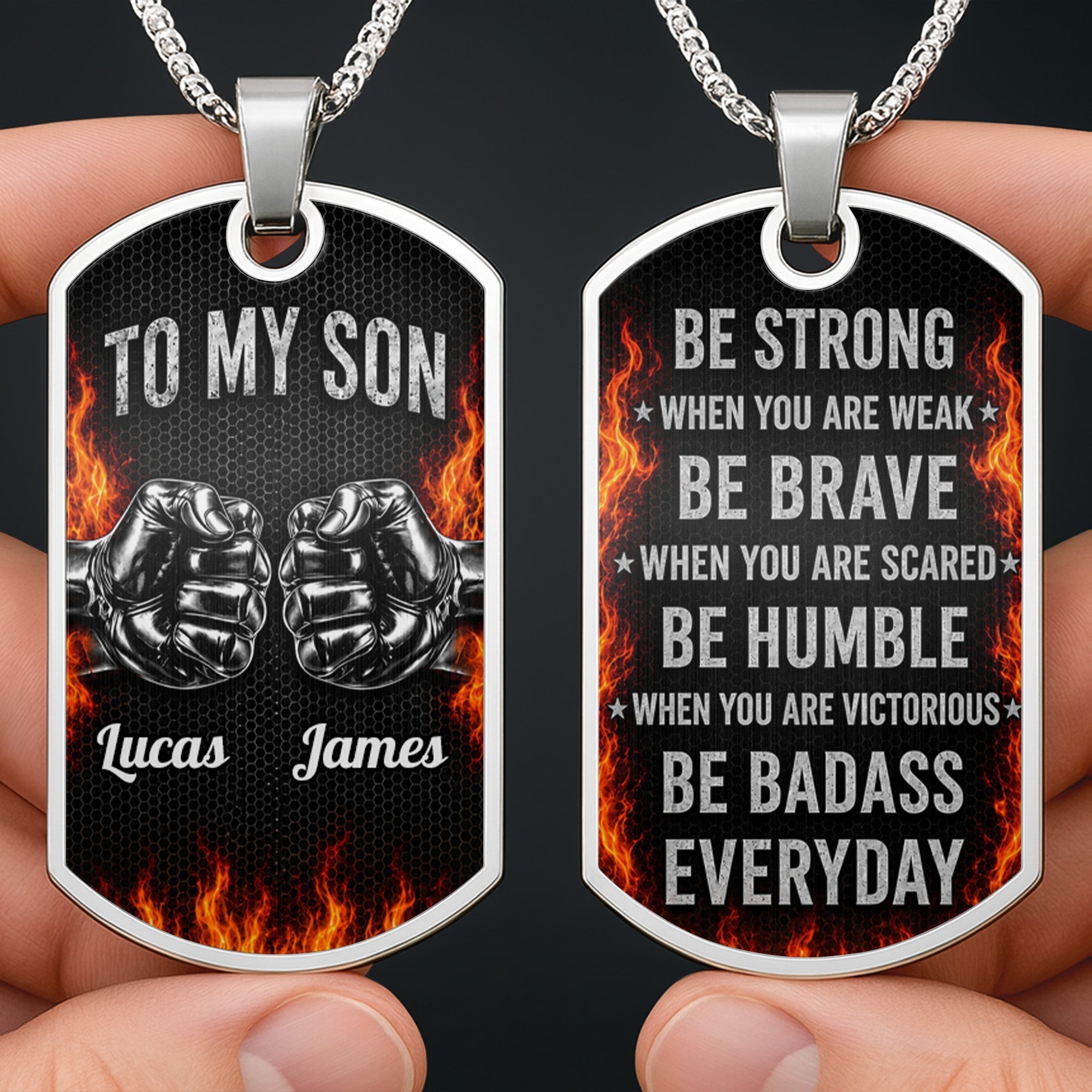 Personalized Custom Dog Tag Necklace for Son with Name