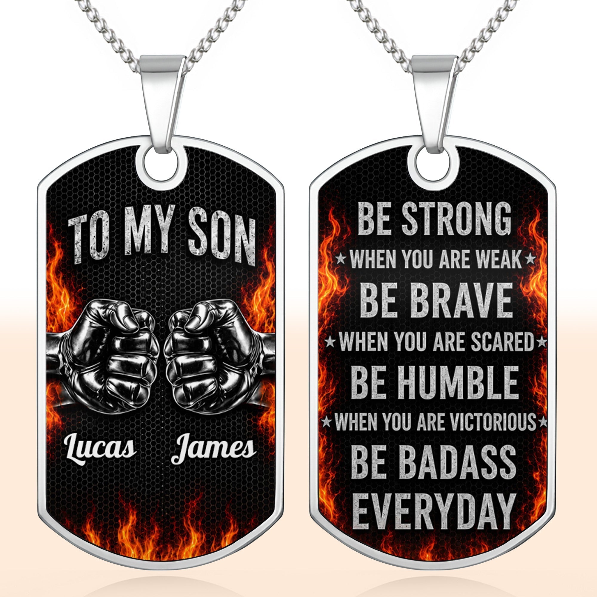 Personalized Custom Dog Tag Necklace for Son with Name
