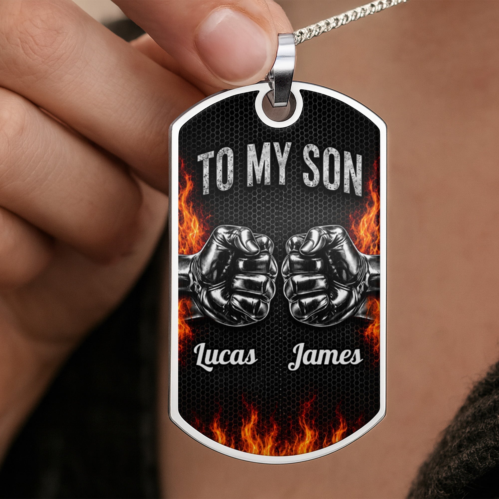 Personalized Custom Dog Tag Necklace for Son with Name