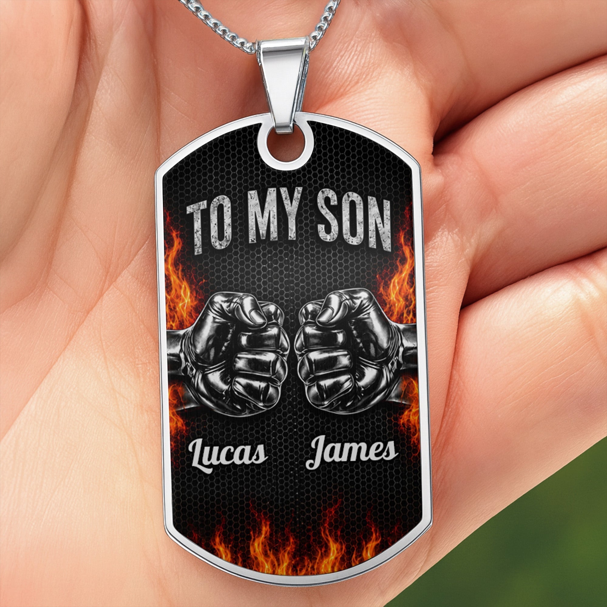 Personalized Custom Dog Tag Necklace for Son with Name