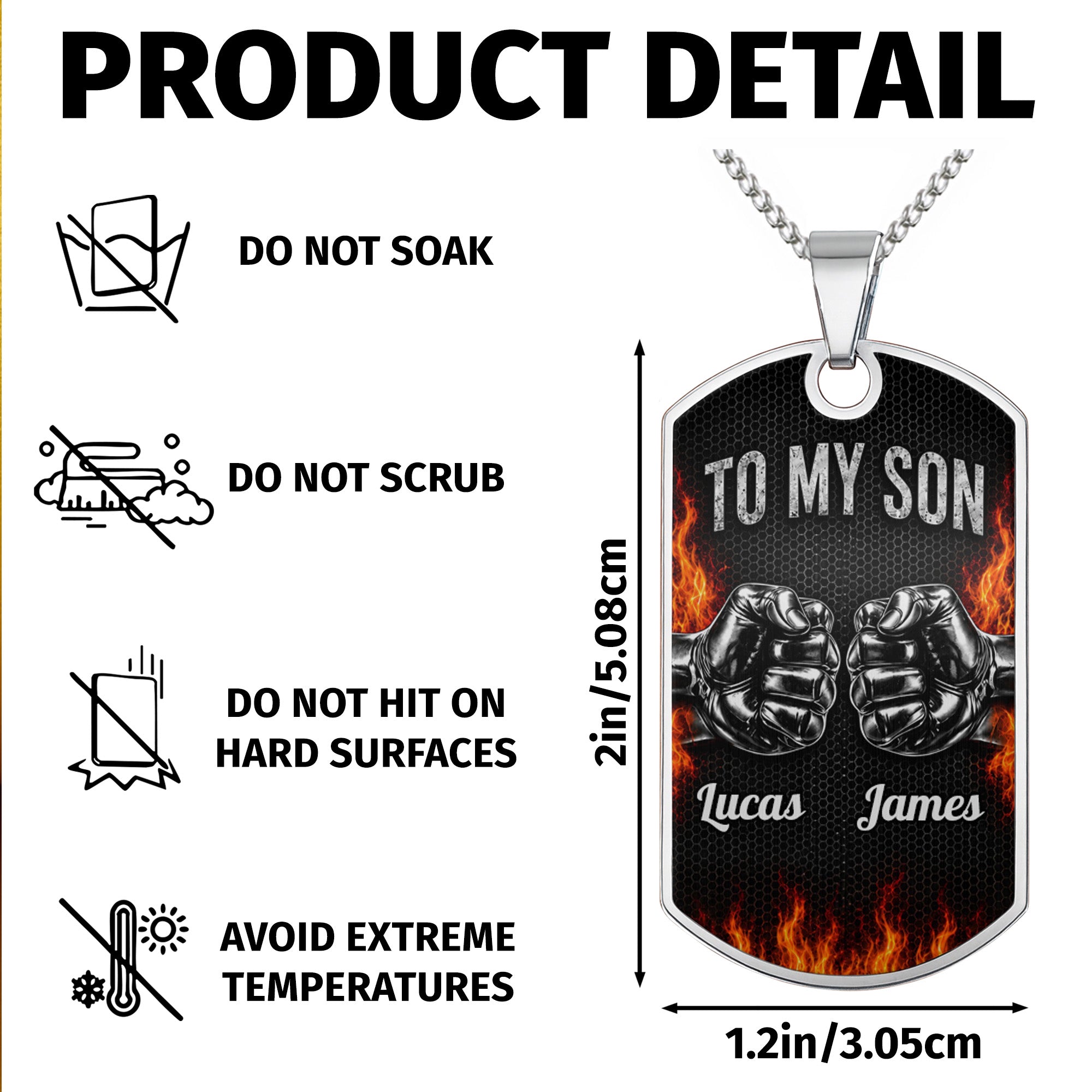 Personalized Custom Dog Tag Necklace for Son with Name