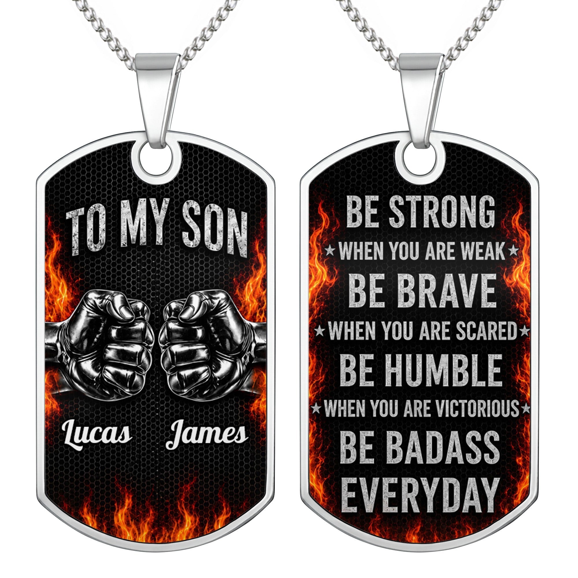Personalized Custom Dog Tag Necklace for Son with Name