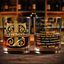 Load image into Gallery viewer, Personalized Custom Whiskey Glass Monogram Gift for Son
